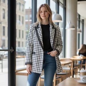 Elegant Black and White Women's Coat